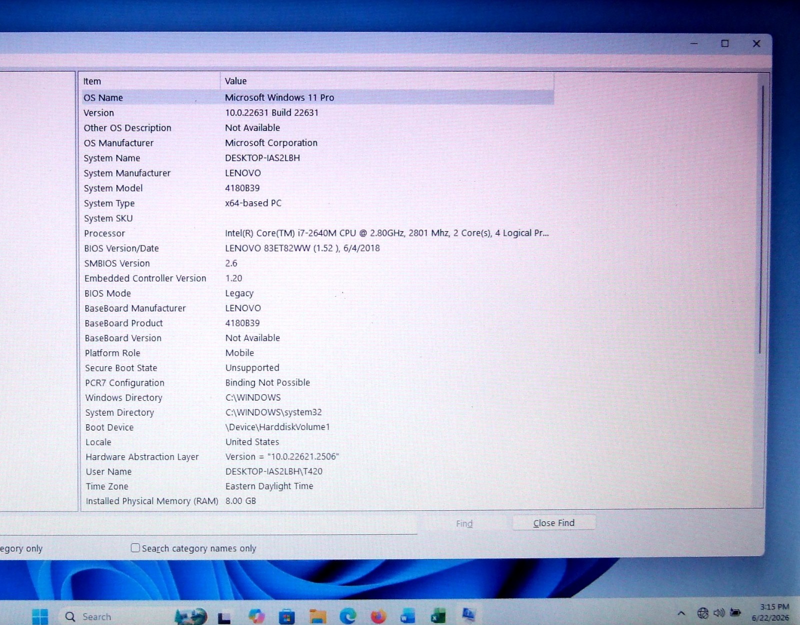 Lenovo ThinkPad T420 I7-2640M 256GB SSD 8GB RAM WIN 11 Office 365 USB 3.0 & more