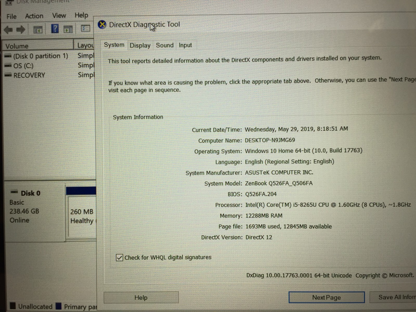 *Bad Battery*ASUS ZenBook Q506FA 15.6″ Touch Laptop/i5-8265U/12GB/256GB SSD/W10H