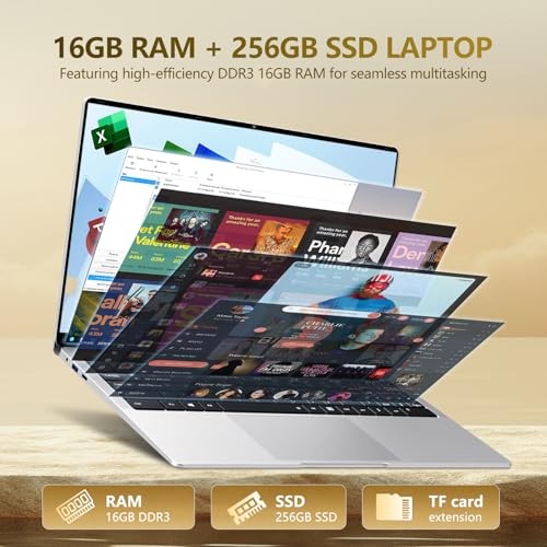 15.6″ Laptop Computer 16GB RAM 256GB SSD,Traditional Laptop Computers with