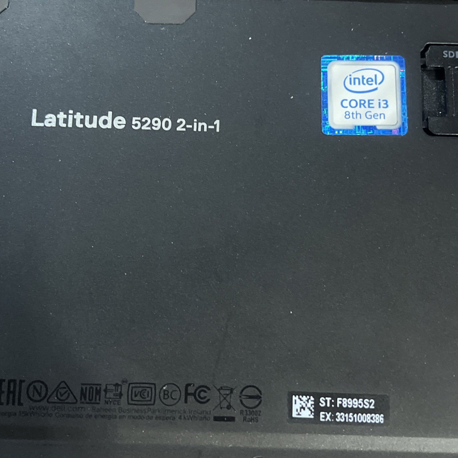 DELL LATITUDE 5290 2 IN 1 INTEL CORE I3-8130U 2.20GHZ 4GB RAM NO HD “