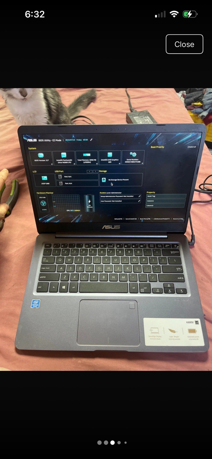 asus laptop Stuck On Bios Screen