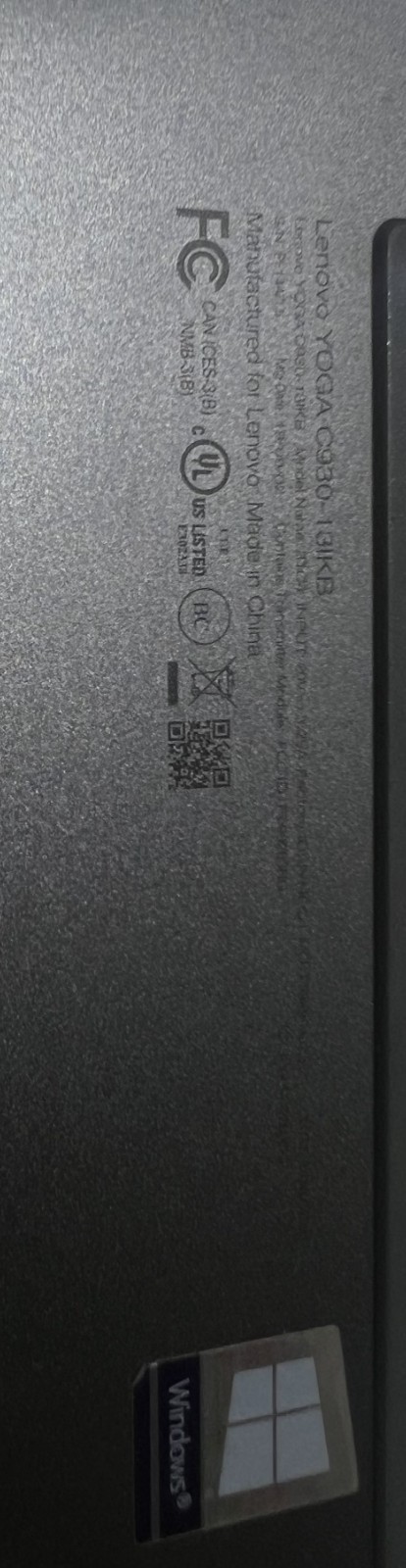 LENOVO YOGA C930-13IKB i5-8250U@1.60GHz 8GB RAM NO OS/SSD TOUCH FOR PARTS/REPAIR