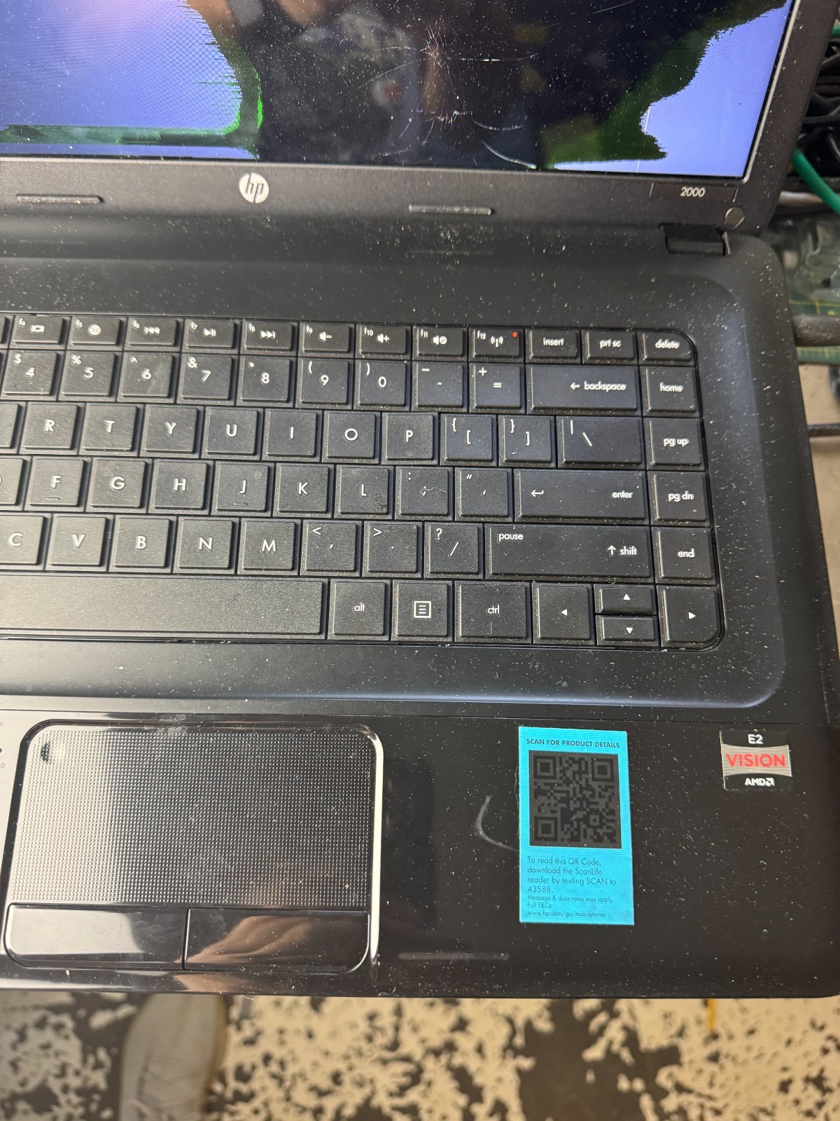 HP 2000 Notebook AMD E-Series, 2GB RAM Laptop for Parts/Repair #5148