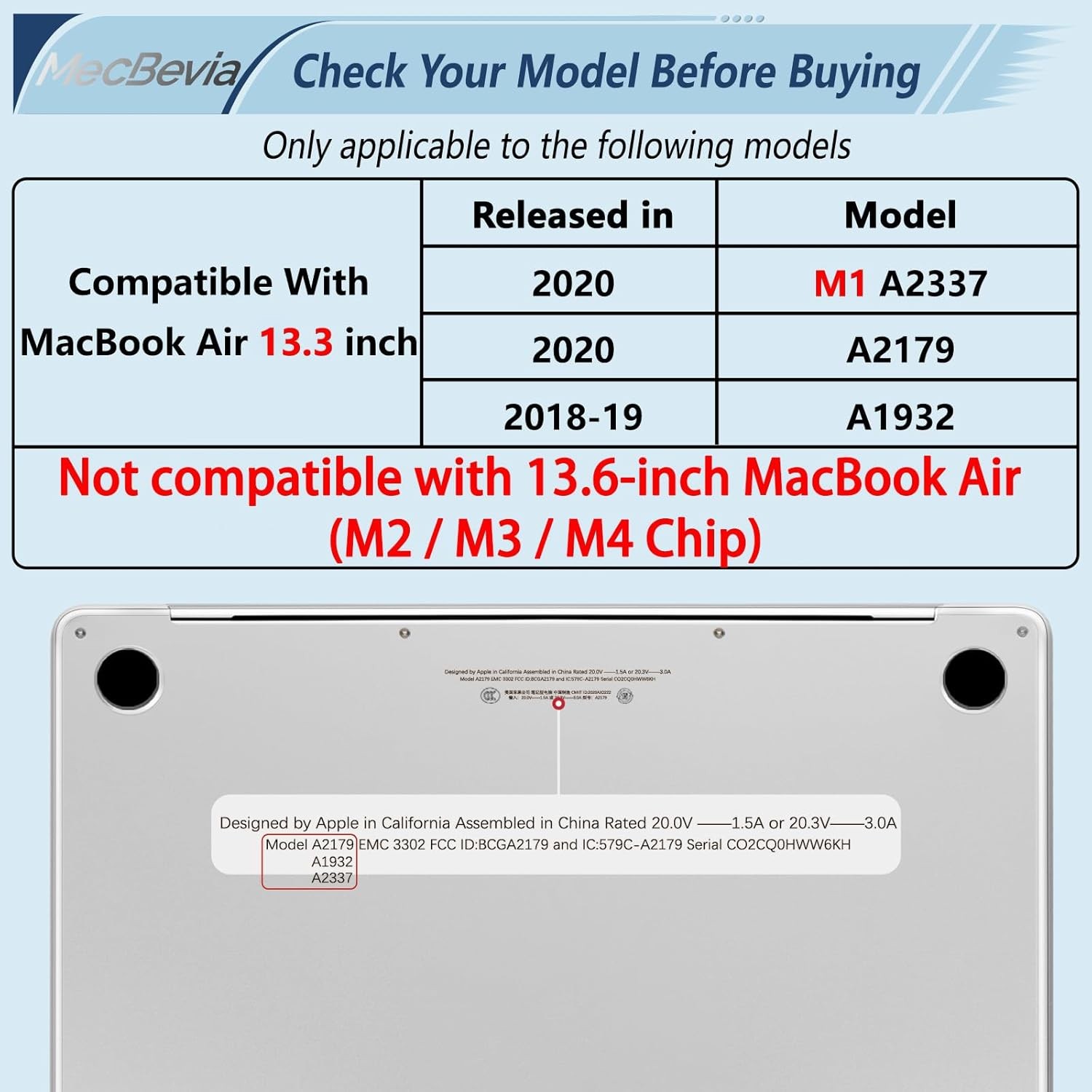 Compatible with MacBook Air 13.3 inch Case 2021-2018 Release A2337 M1 A2179 A193
