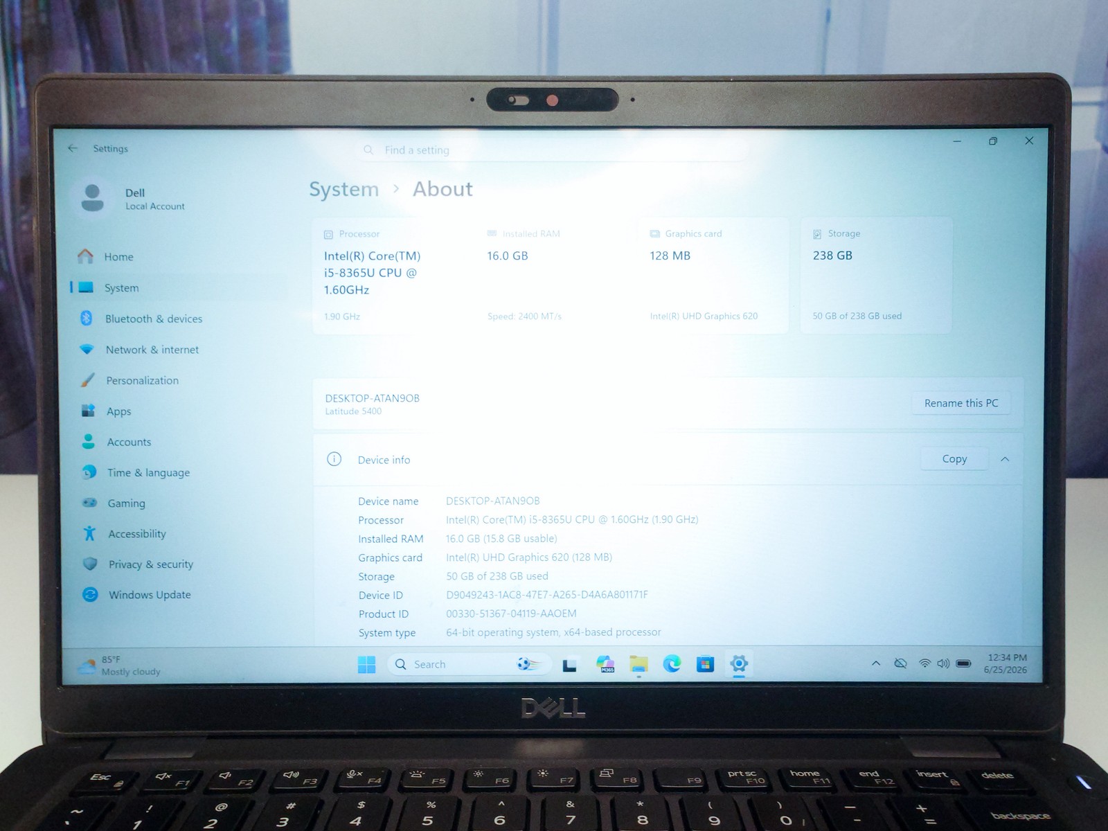 Dell Latitude 5400 14″ Touch i5-8365U 16GB 256GB NVMe Backlit Win 11 Pro Grade A