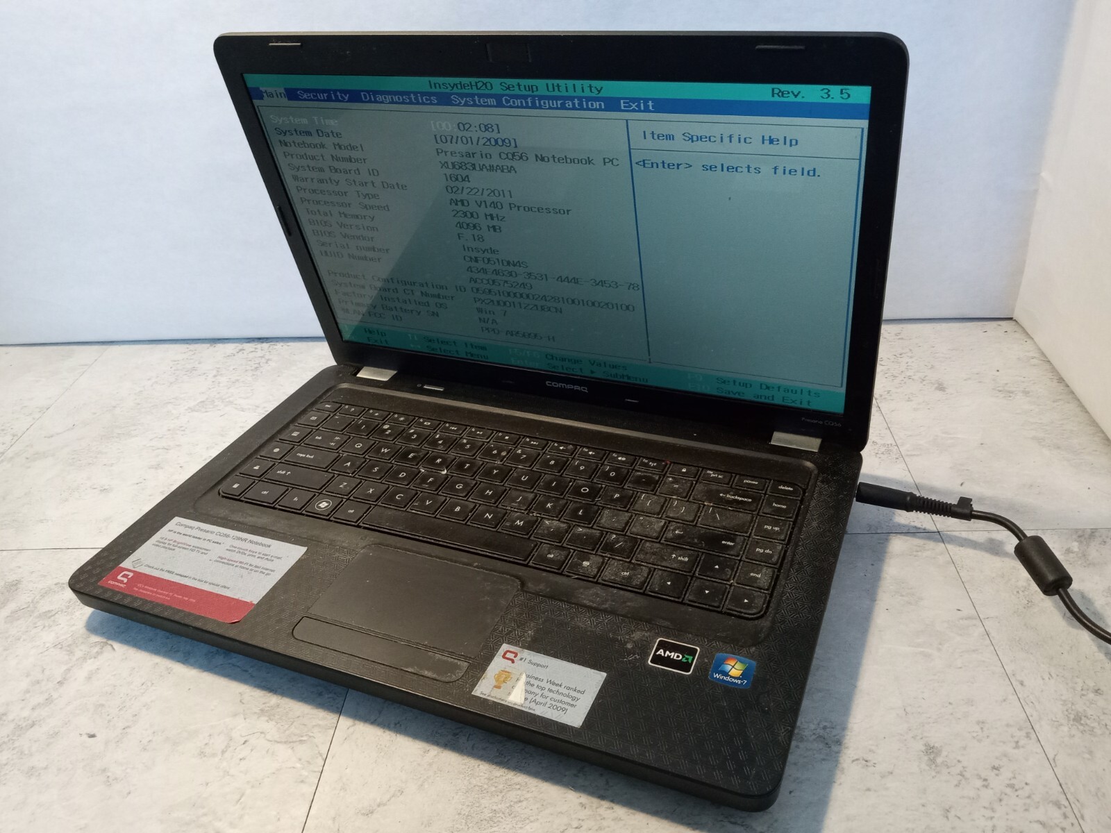 Compaq Presario CQ56-129NR 15.6″ Laptop AMD V140 2.30GHz *READ* -FM