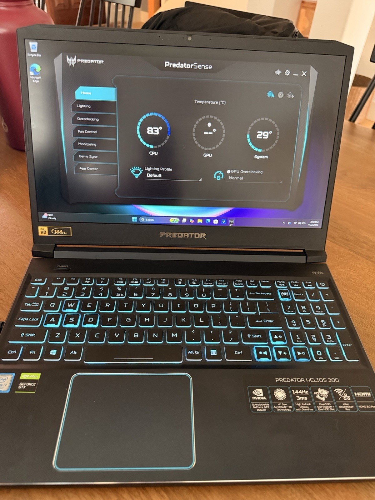 Acer Predator Helios 300 Gaming Laptop i7 GTX SSD Windows 11 Black/Blue
