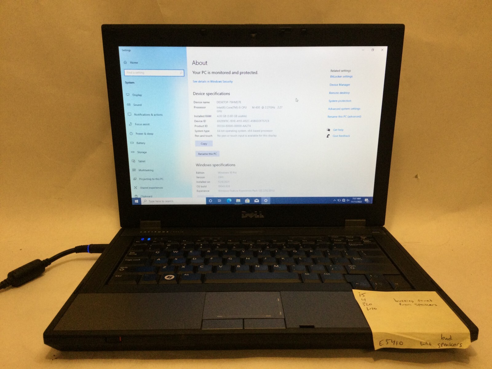 Dell Latitude E5410 / Intel Core i5 M430 / Windows 10 Pro / C-GRADE W/ ADAPTER!