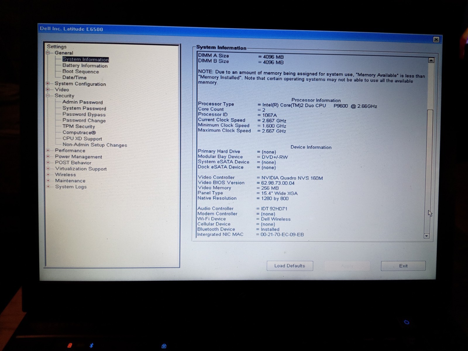 Vintage Dell Latitude E6500 Intel Core2 Duo CPU T9400 8GB Webcam Bluetooth