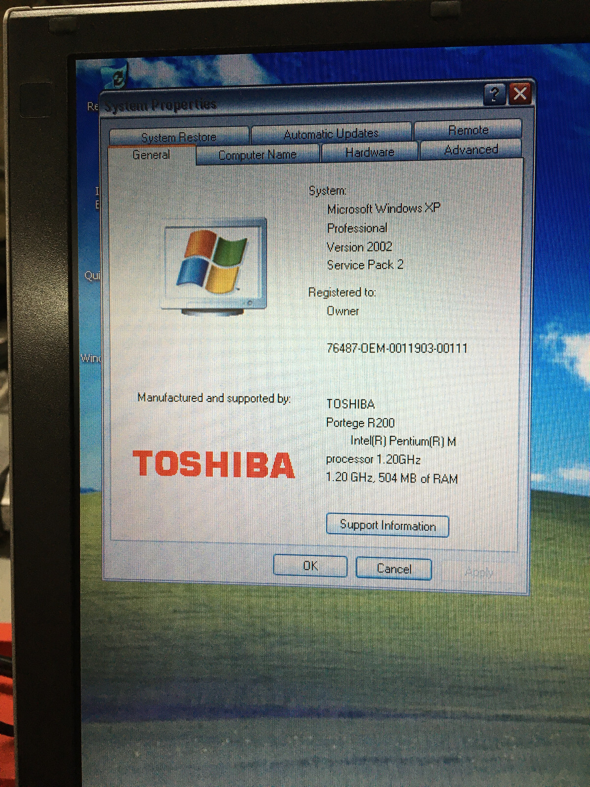 TOSHIBA Portege R205-S2062 Laptop Pentium M 1.20GHz, 512MB, 60GB HDD