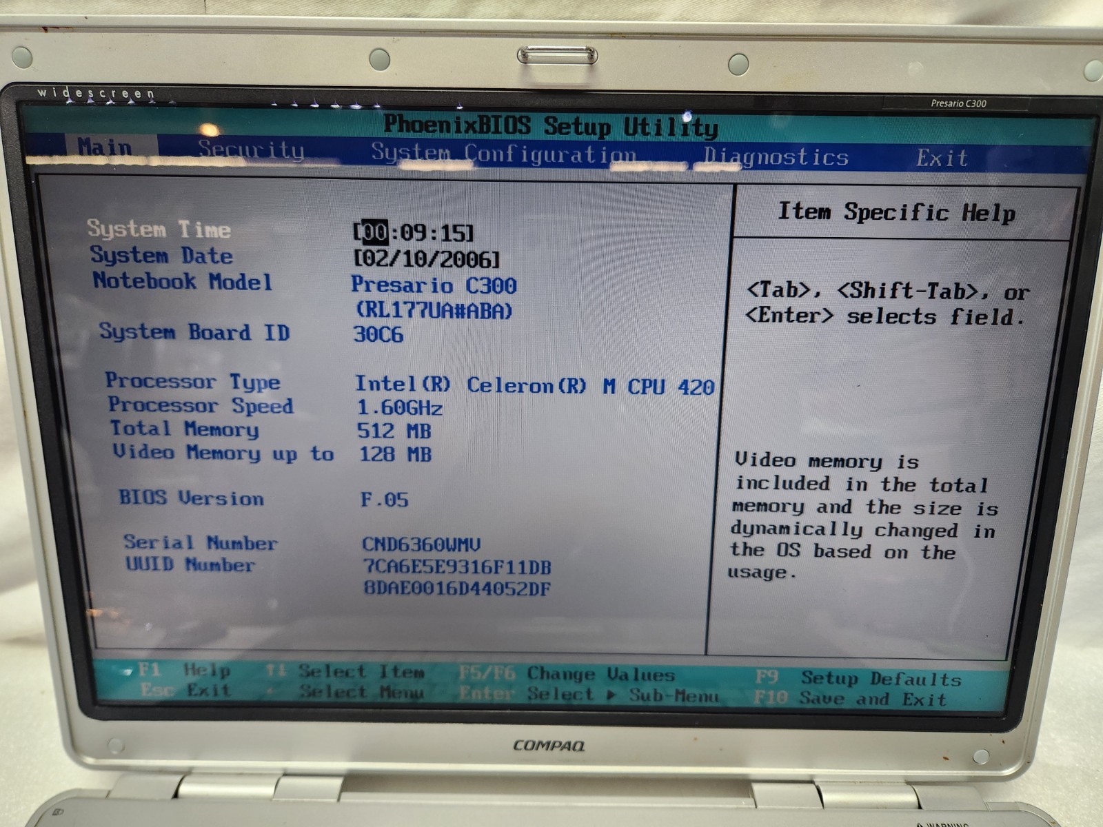 HP Compaq Presario C300 Intel Celeron M 420 512MB RAM No HDD For Parts Or Repair