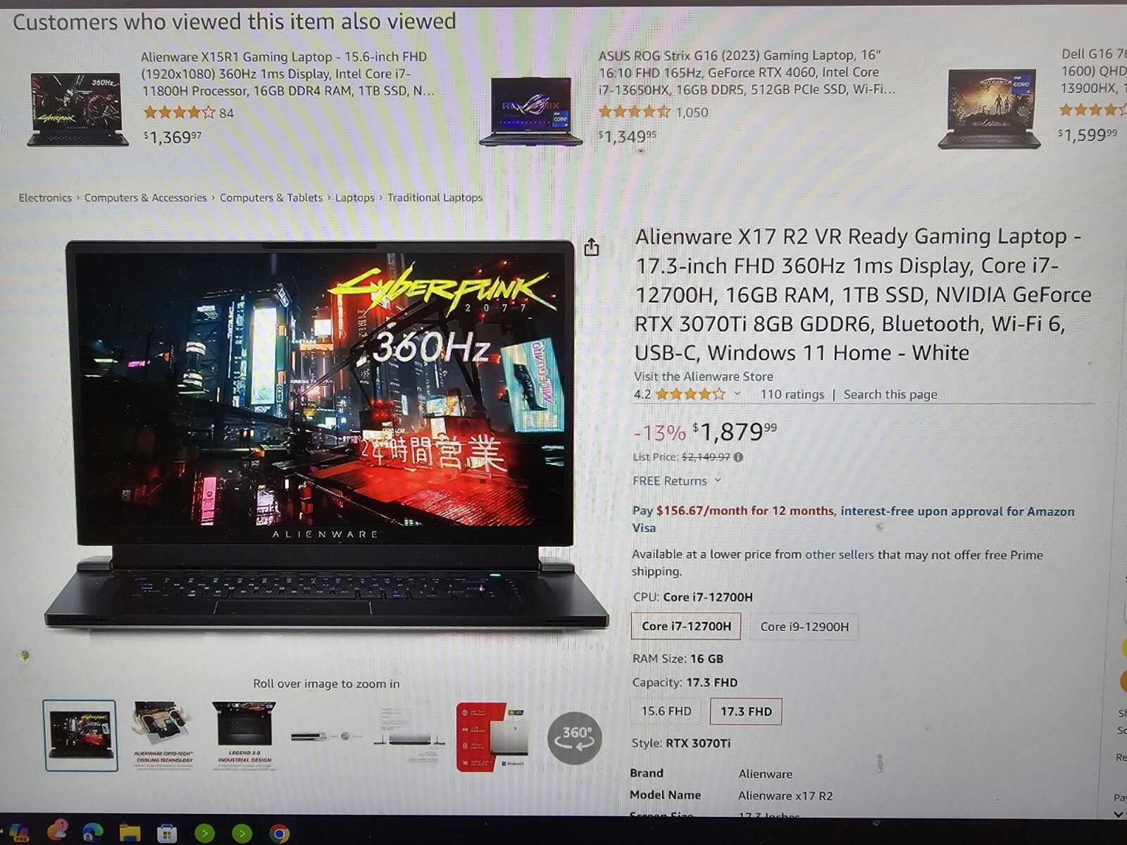 Alienware X17 R2 VR Ready Gaming Laptop