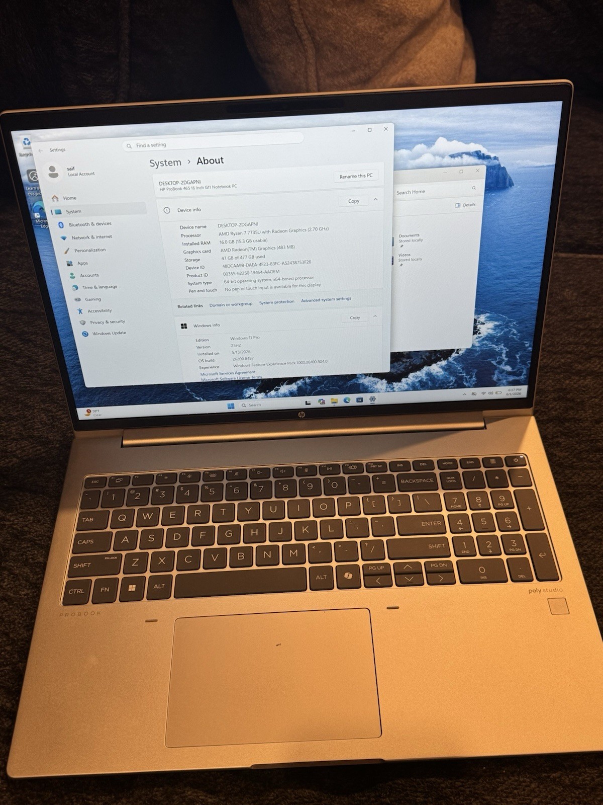HP ProBook 465 G11 AMD Ryzen 7 16GB RAM 477GB SSD Radeon Win11Pro 16″ Silver