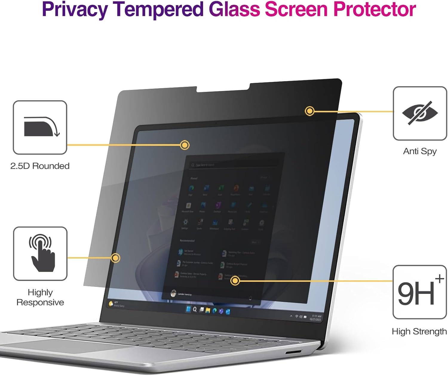 ProCase 12.4 Inch Anti-Spy Tempered Glass Privacy Screen Protector for Surface L