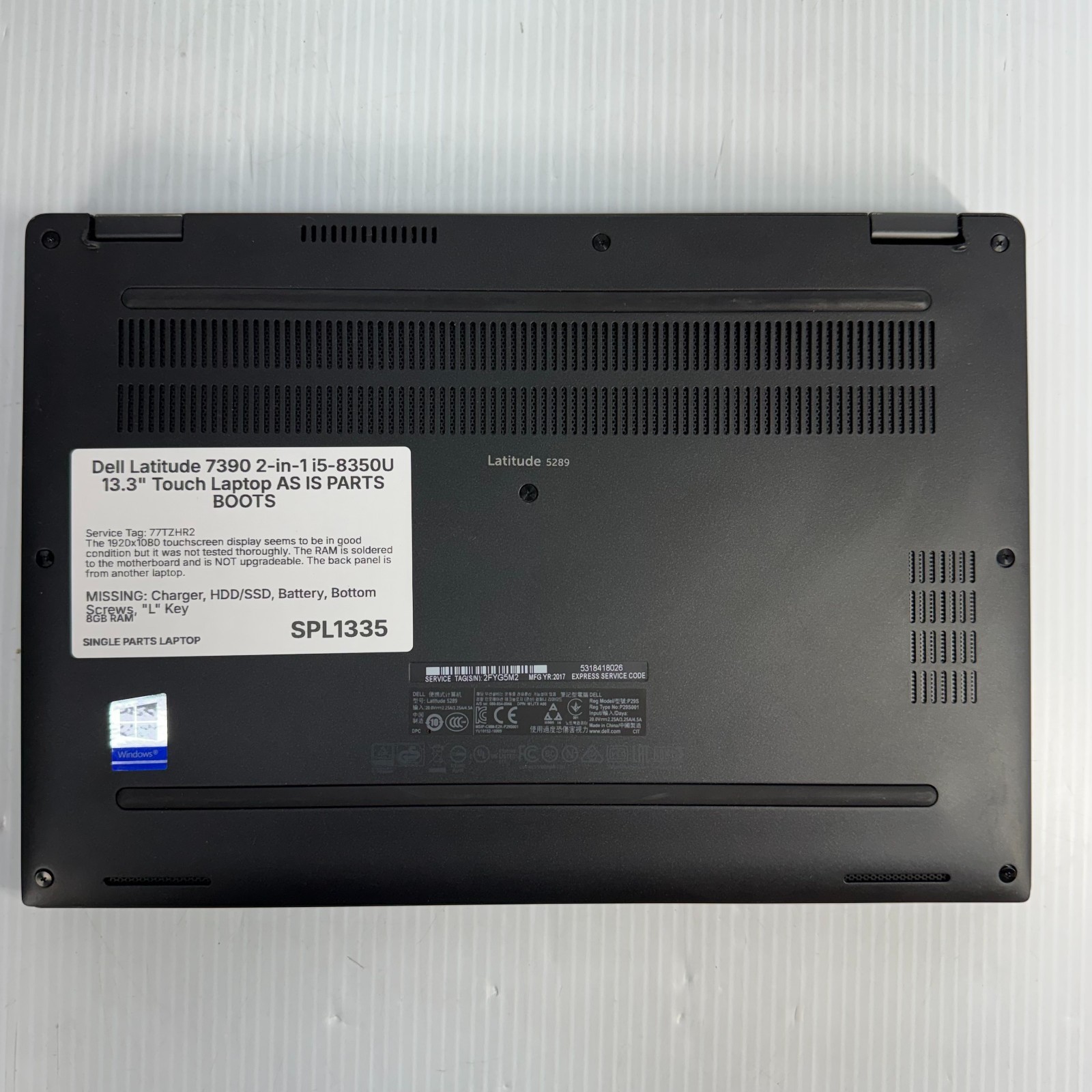 Dell Latitude 7390 2-in-1 i5-8350U 13.3″ Touch Laptop AS IS PARTS BOOTS INCOMPLT
