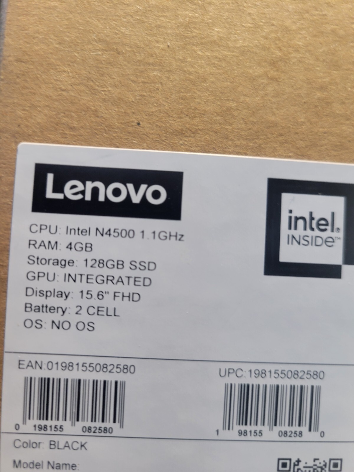 Lenovo V15 G2 IJL 15.6″ LED Laptop, Intel Celeron N4500 1.1 Ghz, 4GB RAM, 128GB