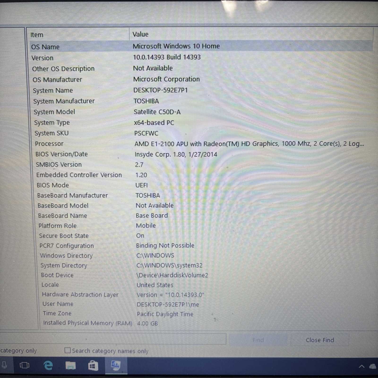 Toshiba Satellite C50D-A, 15.6-inch Laptop AMD E1-2100 1.0 GHz-4 GB RAM **READ**