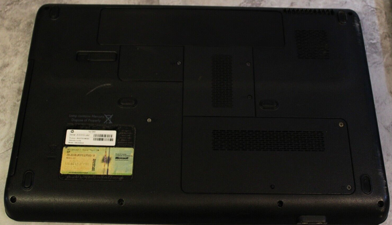 HP G60 Notebook For Parts 320GB HDD Wiped 3GB Ram Pentium T4400@2.20GHz CPU