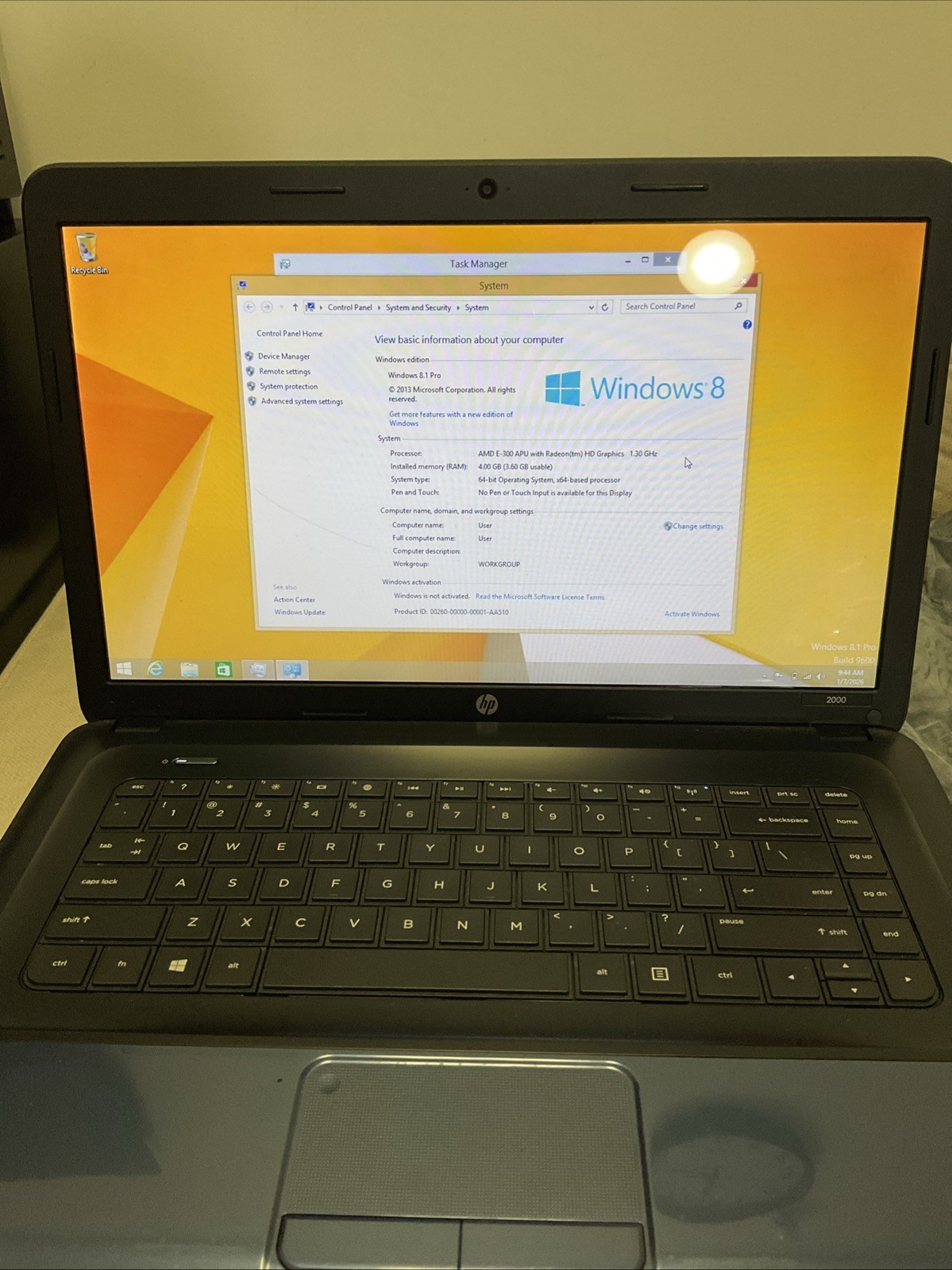 Hp Laptop AMD-300-APU_ 4GB Ram_ 300gb Hard Disk E169