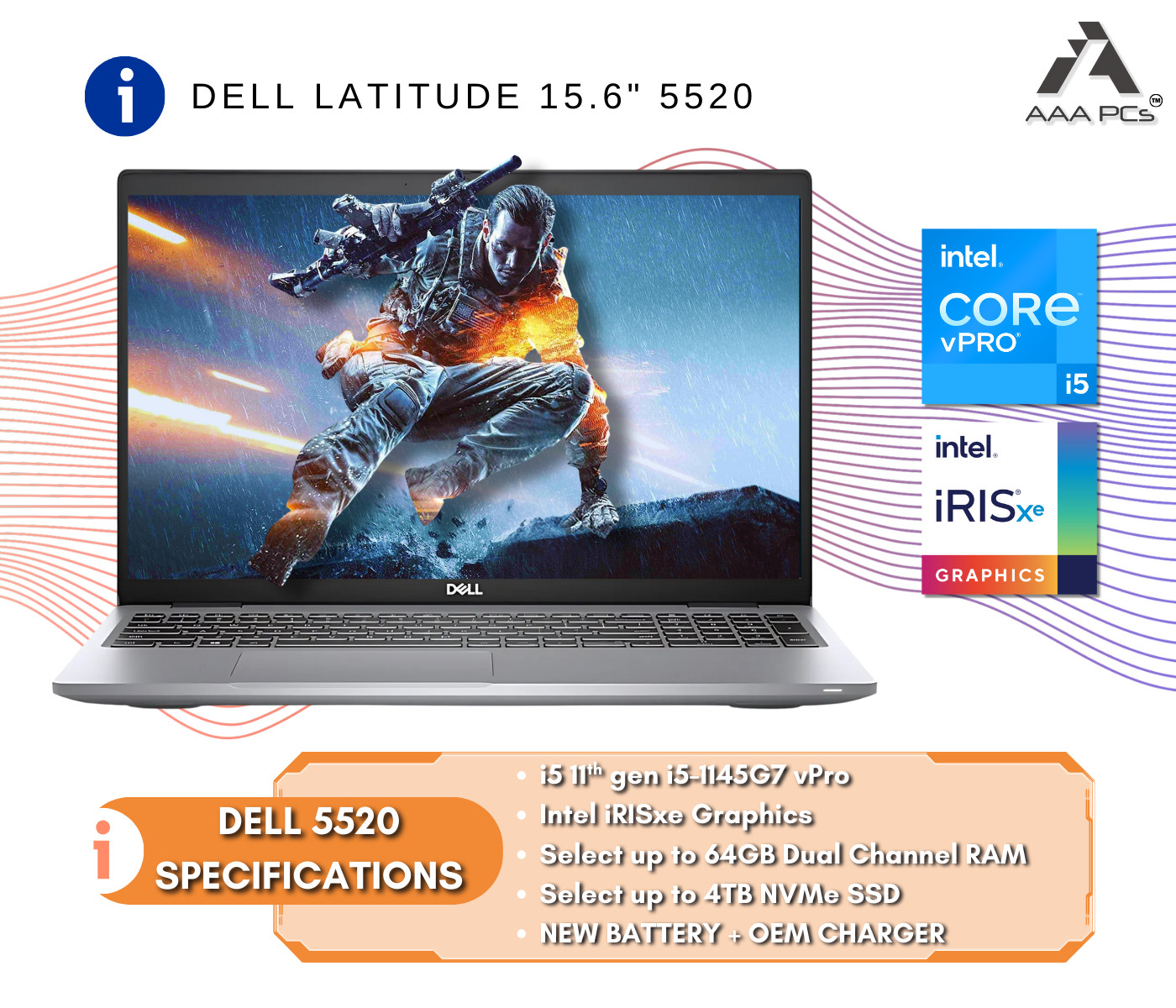 Dell 15.6″ Touchscreen Light Gaming Laptop Core i5 32GB RAM 1TB SSD Win 11 Pro