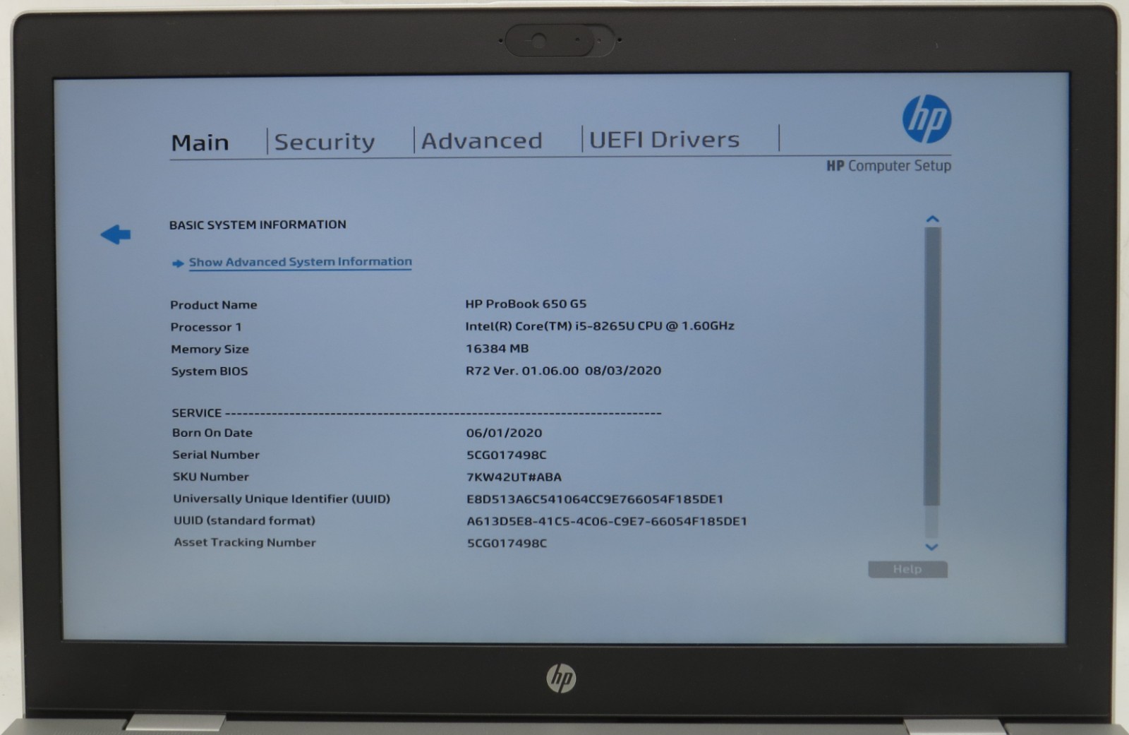 HP ProBook 650 G5 | i5-8265U @1.60 | 16GB RAM | 256GB M.2 | No OS w/ AC