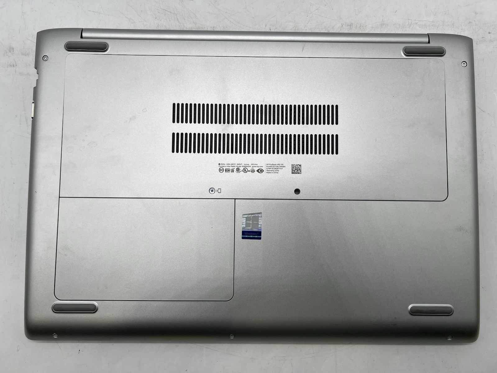 HP ProBook 450 G5, i5-8250U CPU, @ 1.60GHz, 8GB RAM-No HDD/OS/Adapter