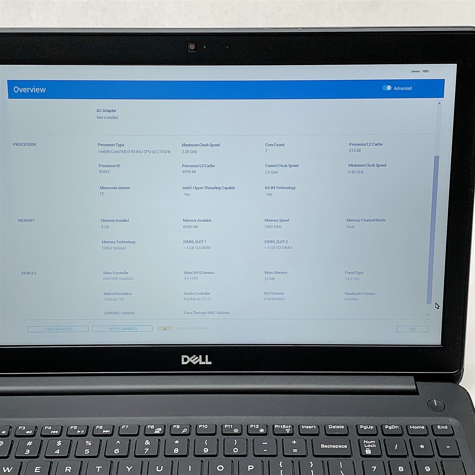 Dell Latitude 3500 Laptop i3 8145U 2.10GHZ 15.6″ HD 8GB 256GB NVMe Windows 11