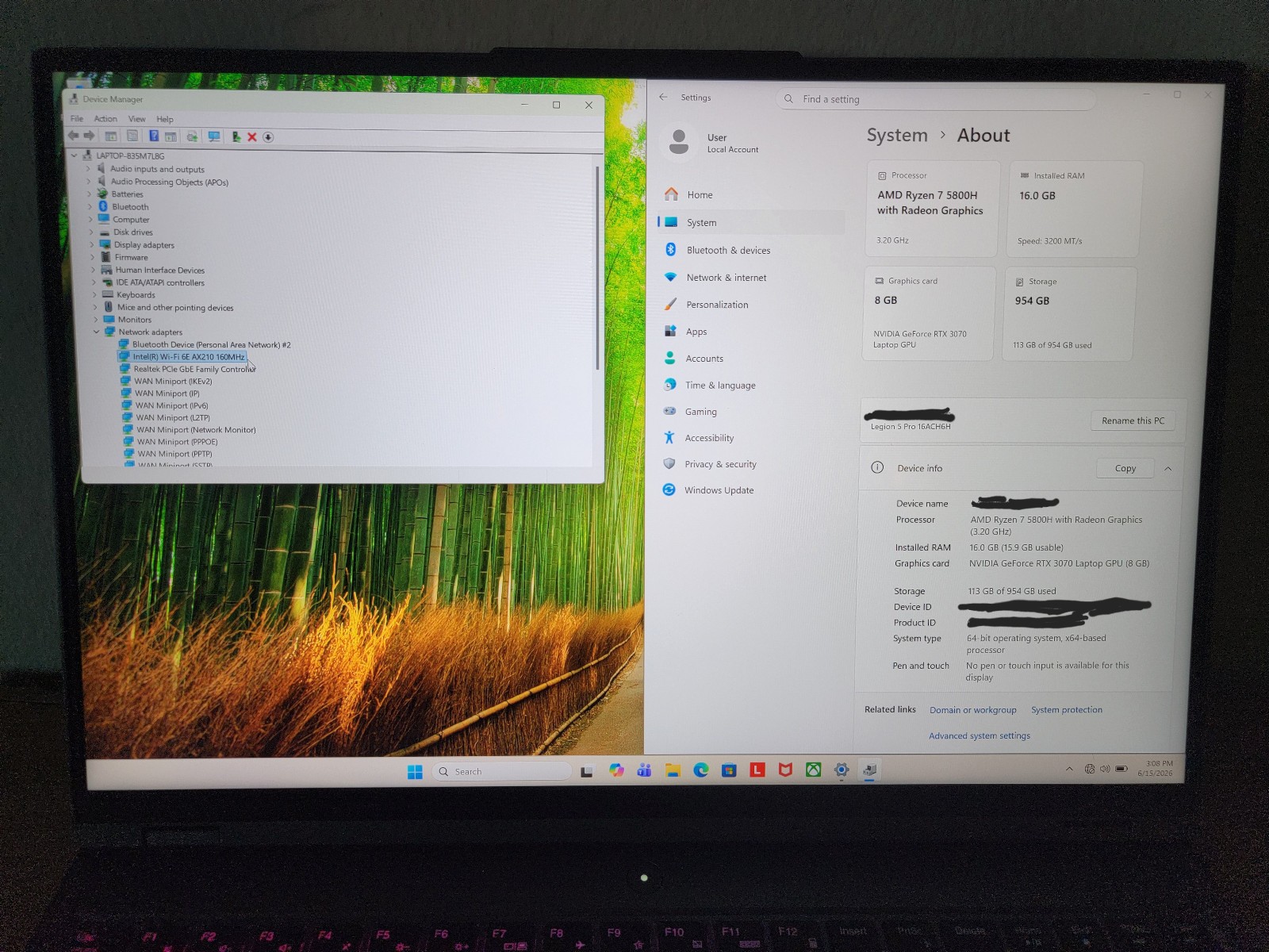 Lenovo Legion 5 Pro 16ACH6H AMD Ryzen 7 5800H 16GB RAM 954GB SSD NVIDIA RTX 3070