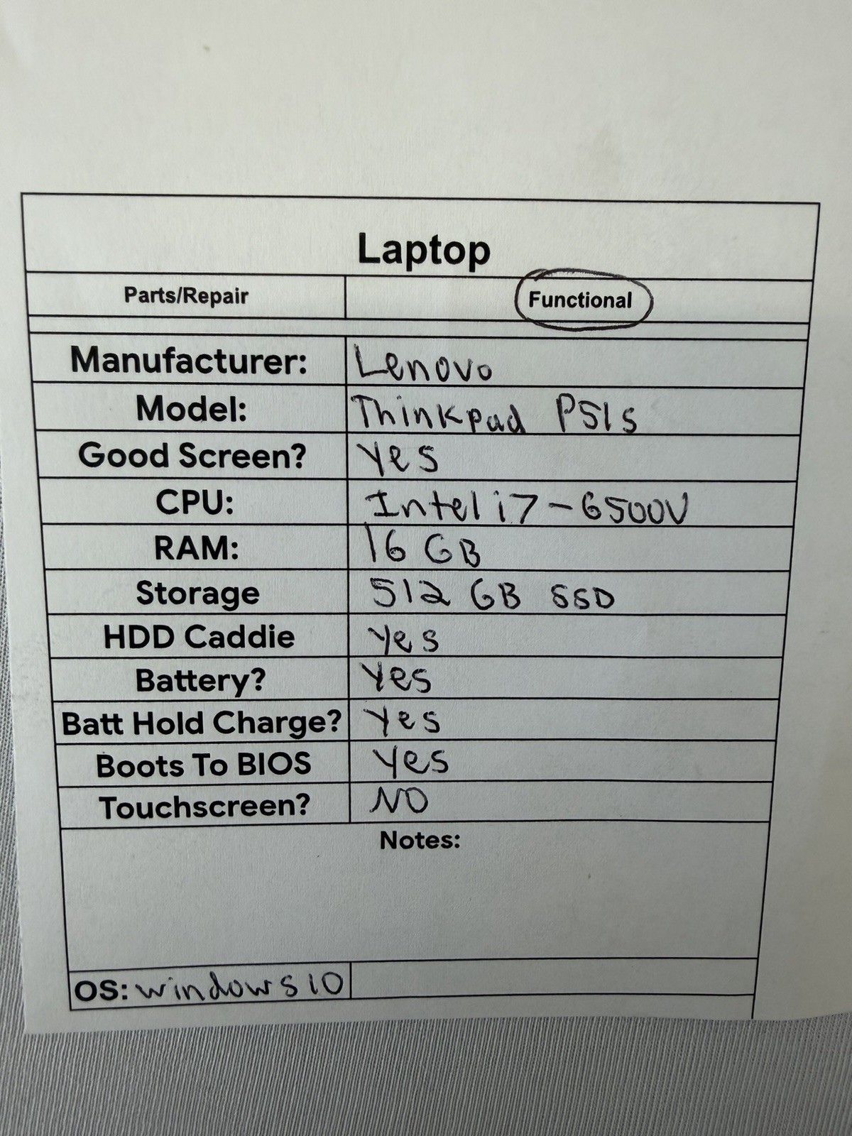 Lenovo Thinkpad P51s Laptop – Good Screen – Intel i7-6500U – RAM 16GB – Read Des