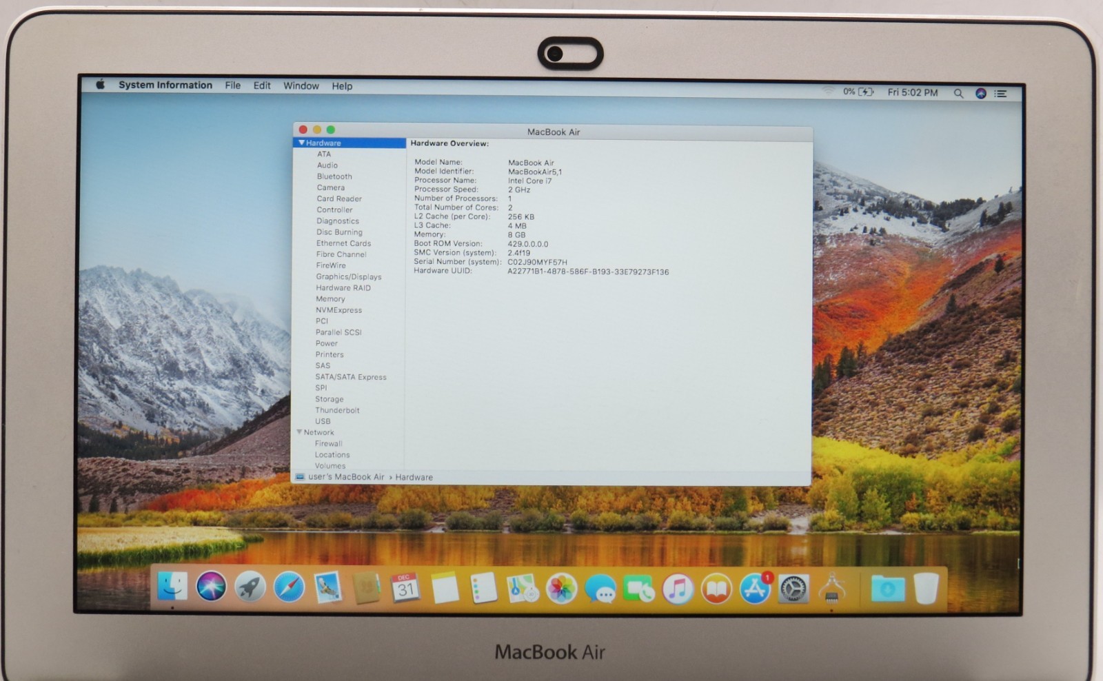 2012 MacBook Air A1465 | i7-3667U | 8GB DDR3 RAM | 256GB HDD | macOS 10.13