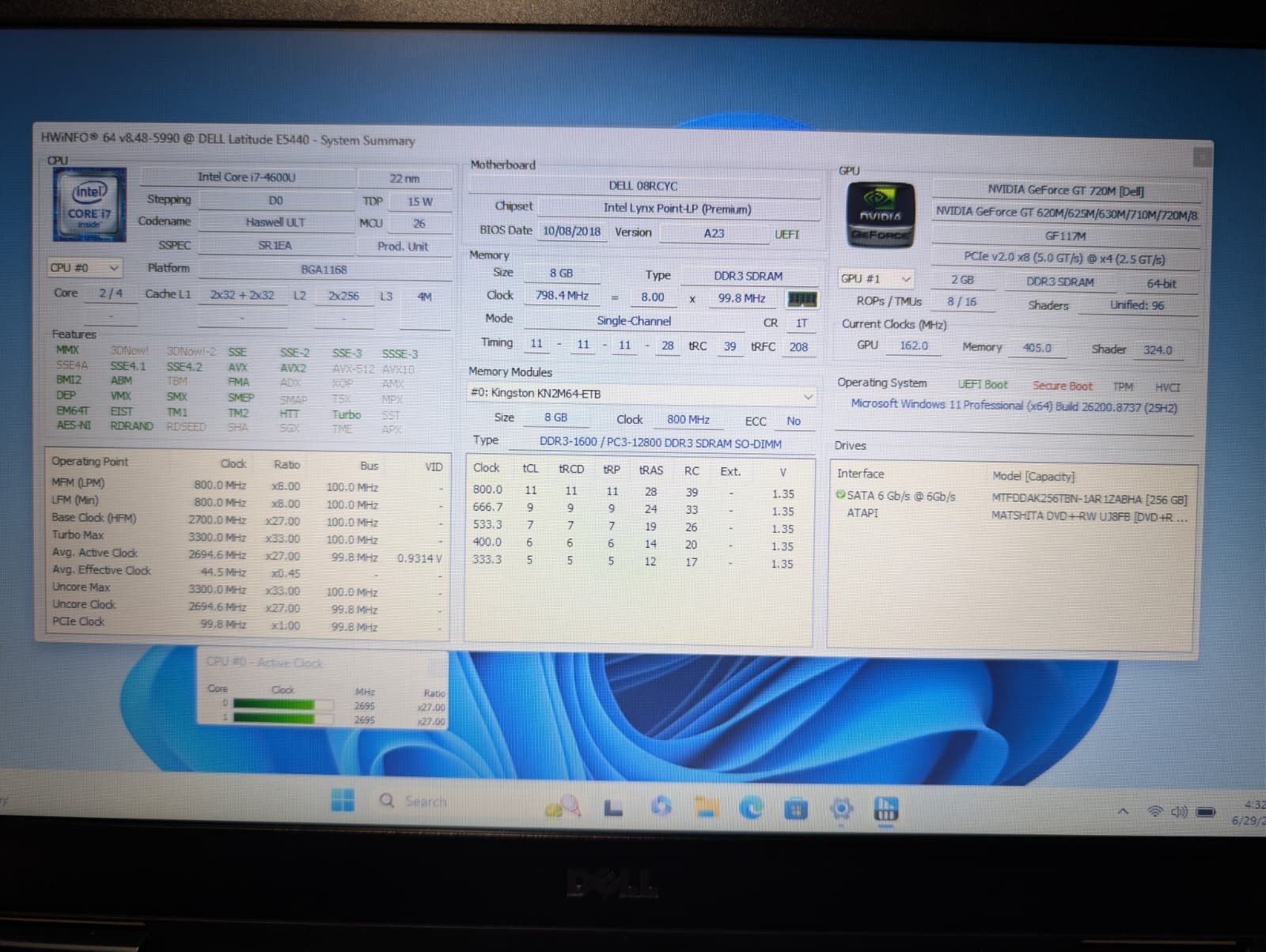 Dell Latitude E5440 | i7 4th 8GB RAM 256GB SSD | DVD+RW NVIDIA 720M Win 11 Pro
