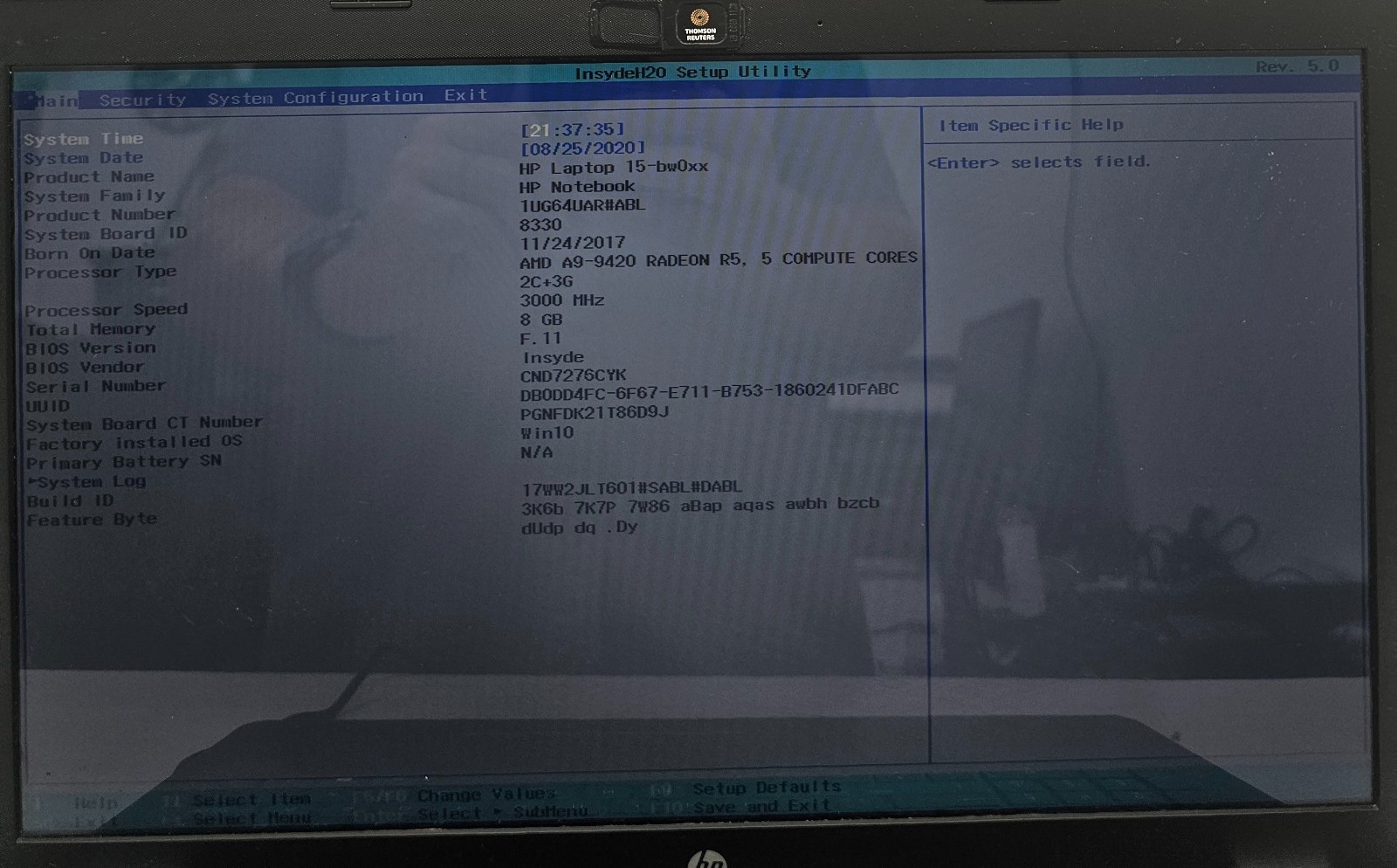 HP Laptop 15-bw018ca 15.6″ AMD A9-9420 8GB Ram NO HD/OS/BATT (FL)