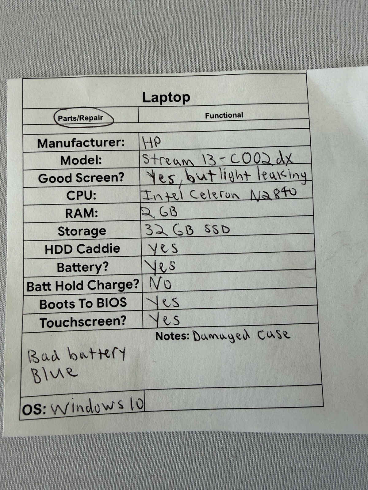 HP Stream 13-C002dx Laptop – Intel Celeron N2840 – RAM 2GB – Read Description