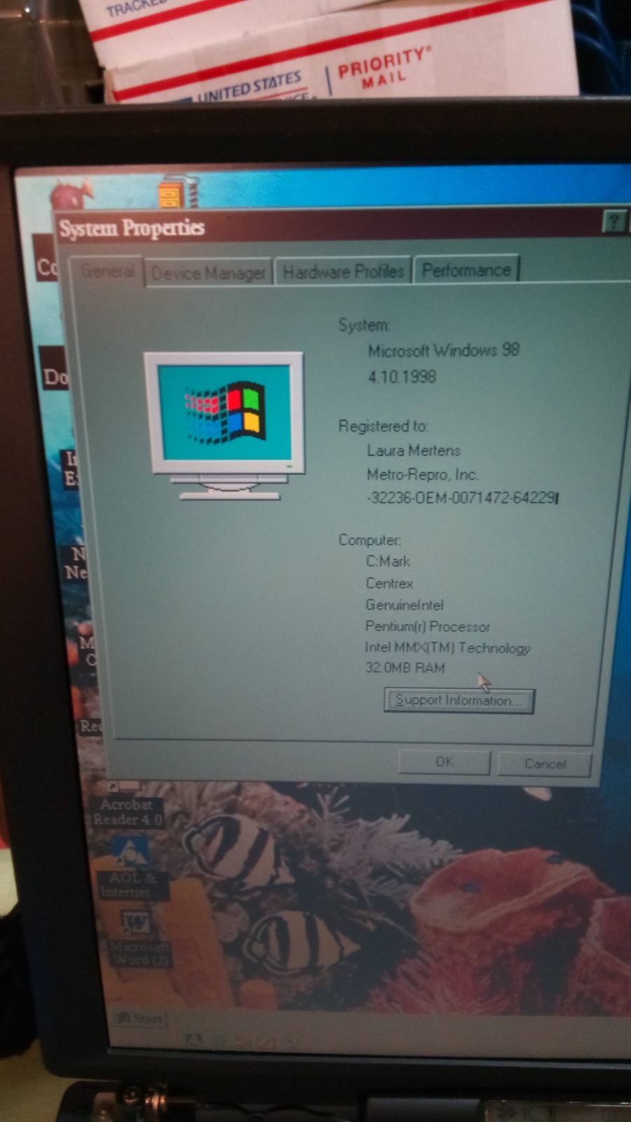 NEC READY 330T LAPTOP WIN98 266MHZ 32MB RAM 3GB HDD AS IS
