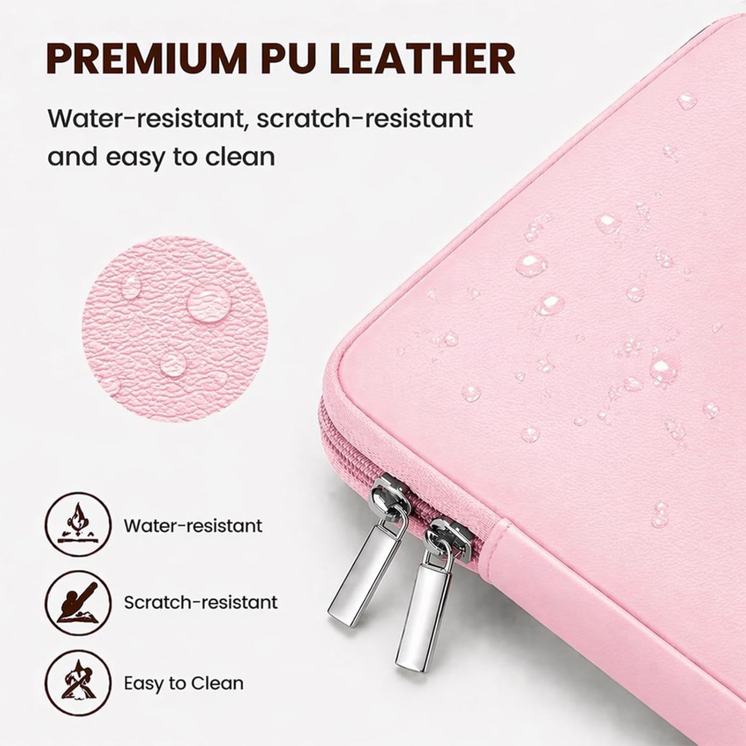 14 Inch Laptop Sleeve Soft PU Leather Case Protective Water Resistant Zipper Cov