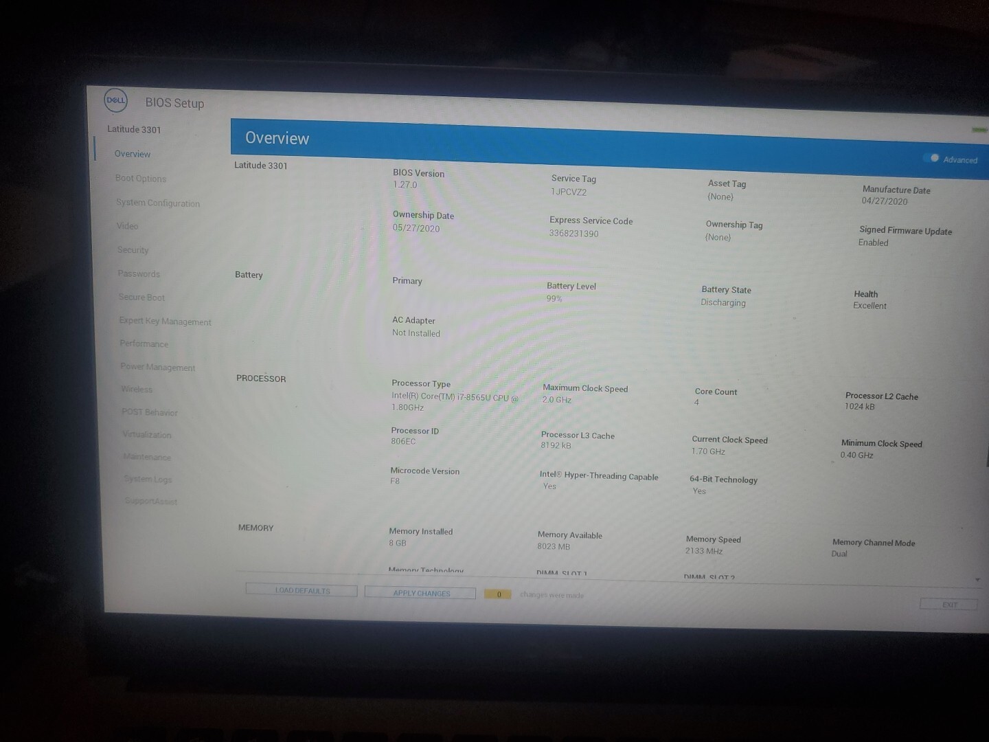 Dell Latitude 3301 13.3″ Intel i7-8565U 1.80GHz 8GB RAM 256GB
