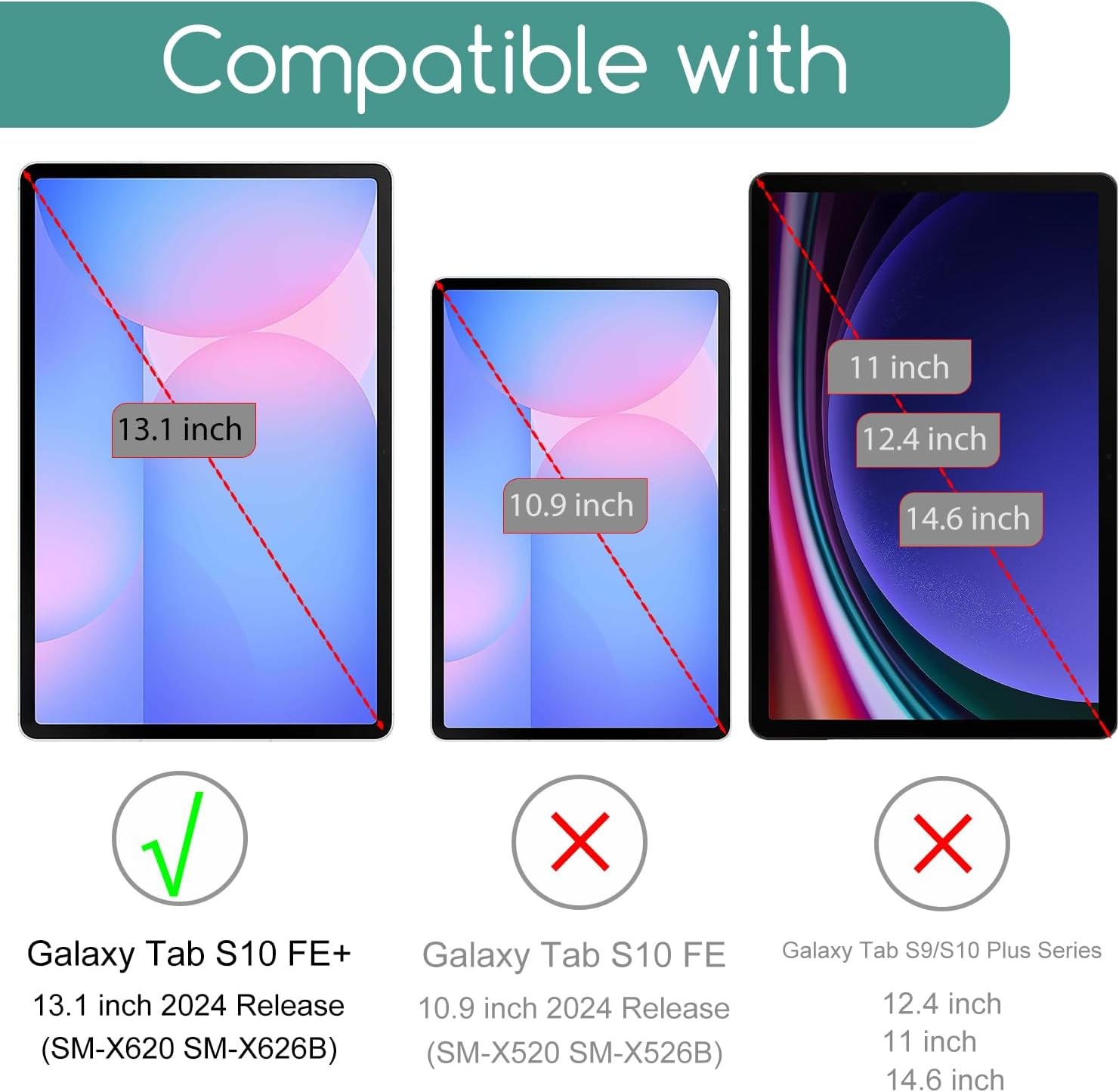 2-Pack Tempered Glass Screen Protector for Samsung Galaxy Tab S10 FE+ / S10 Plus
