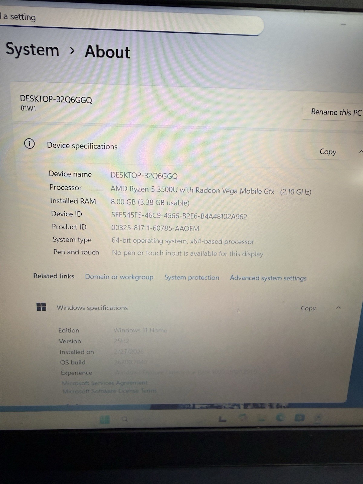 LENOVO IDEAPAD 3 15ADA05 | AMD RYZEN 5 3500U 8GB RAM 2.1GHZ AS IS NEEDS REPAIR