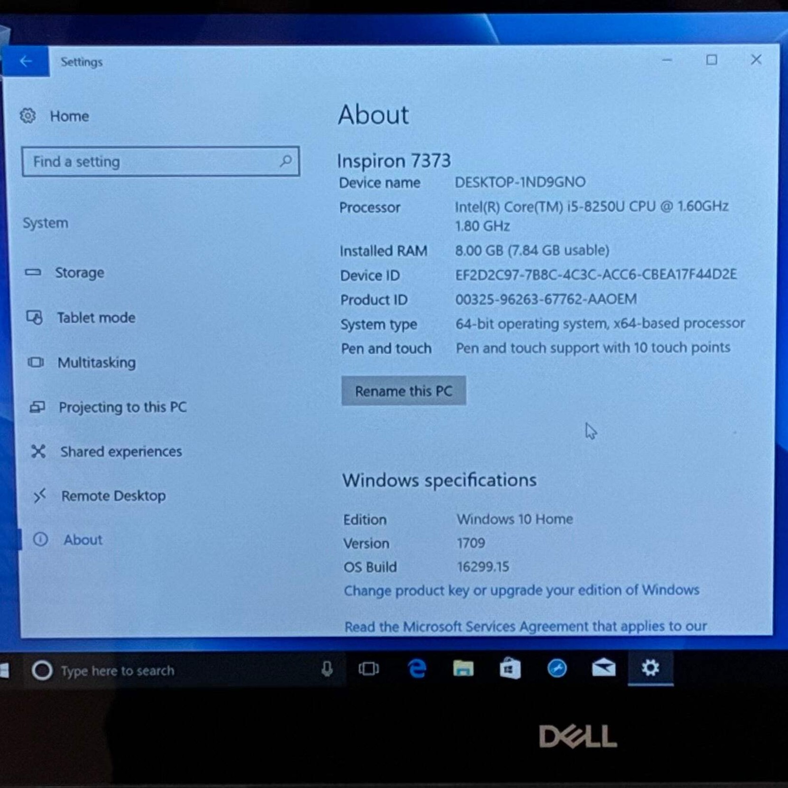 Broken Dell Inspiron 7373 13.3″ i5-8250U 1.6GHz 8GB RAM 256GB SSD NO WIFI