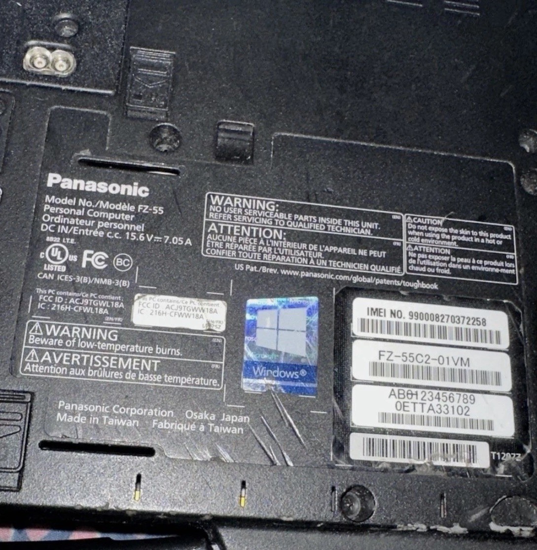 Panasonic Tough-book FZ-55 | 14″ i5-8365U 1.60GHz | 16GB Bios Locked Parts Read