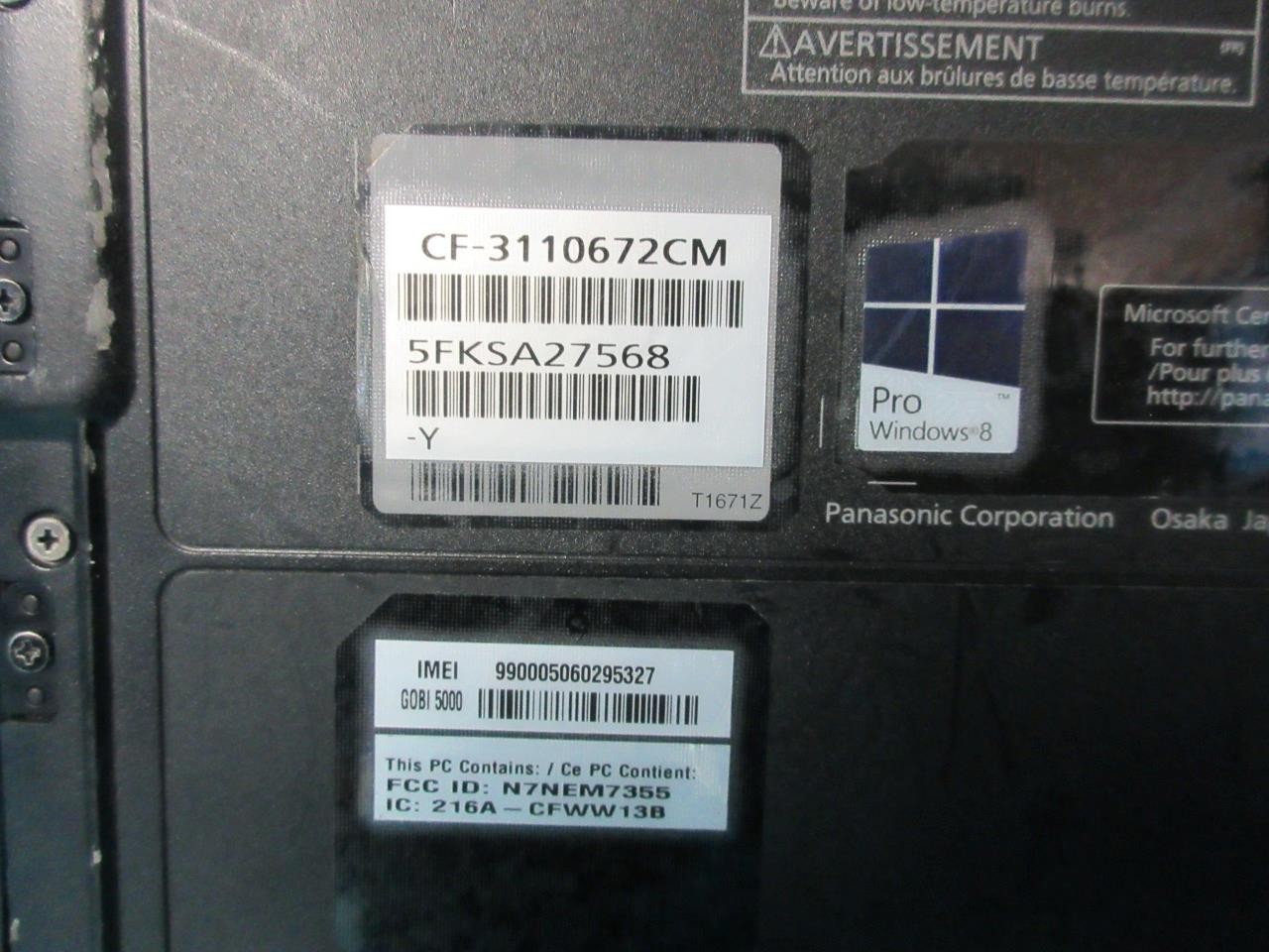 PANASONIC TOUGHBOOK CF-31 13.1″ TOUCH LAPTOP NO HDD POWERS ON(UNTESTED/PARTS)
