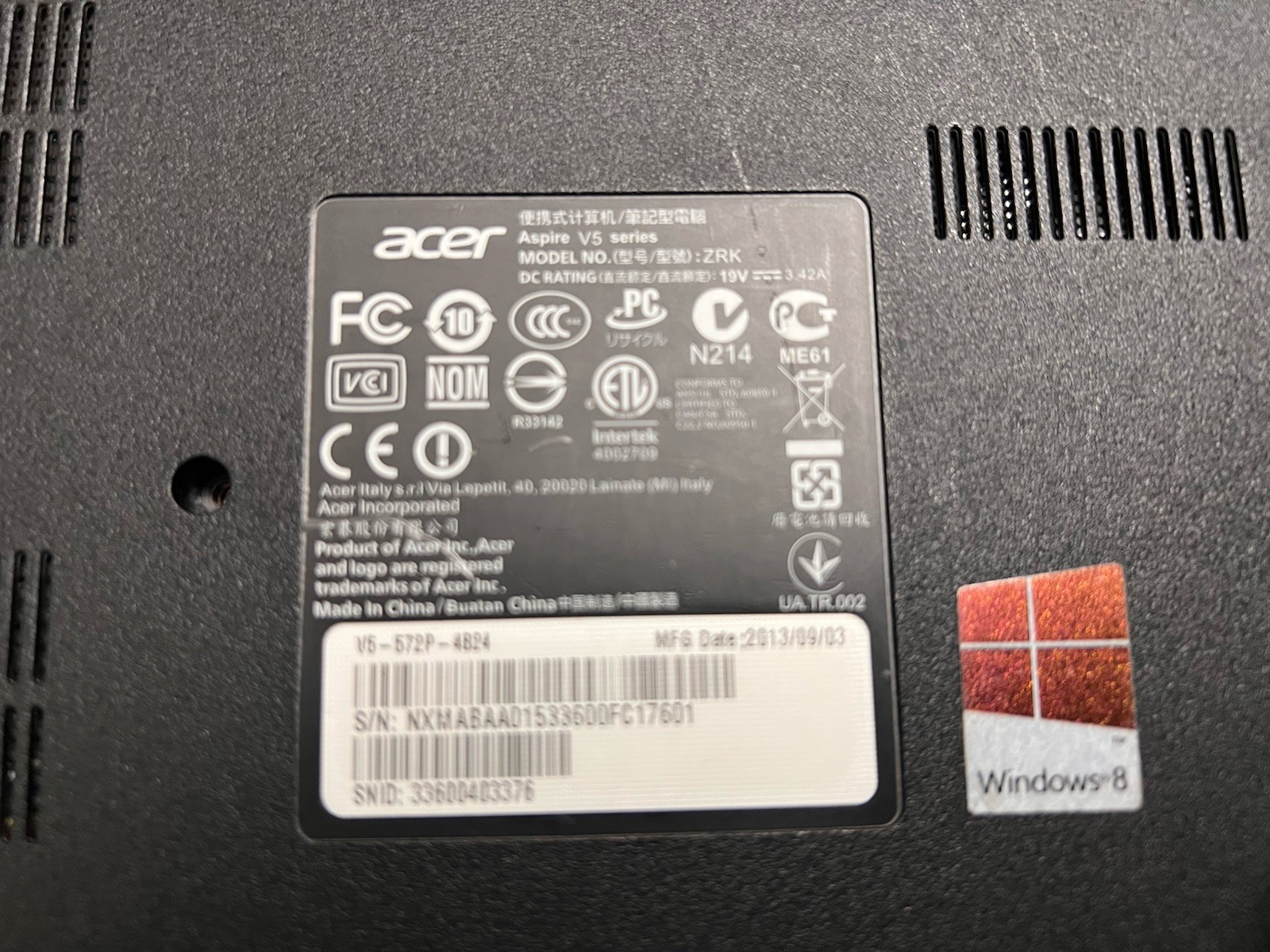 Acer Aspire V 15 Touch series For Parts or repair
