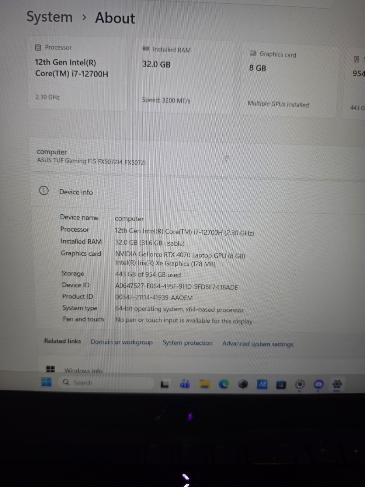 ASUS TUF Gaming F16 16″ i7-14650HX 32GB 954GB SSD RTX 5060 Win11 Black