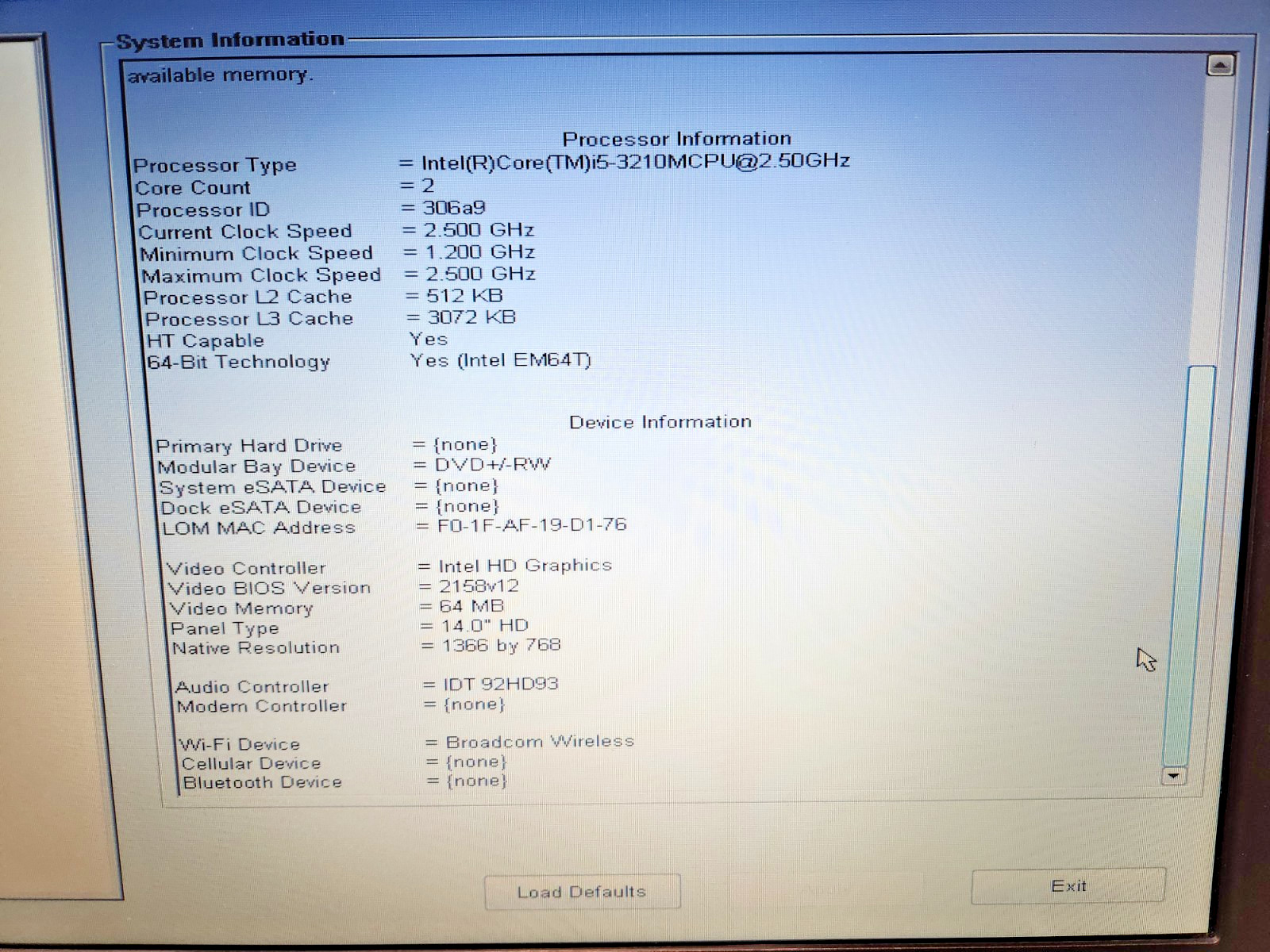DELL LATITUDE E6430 Laptop Intel Core i5-3210M 2.50 GHZ 4 GB