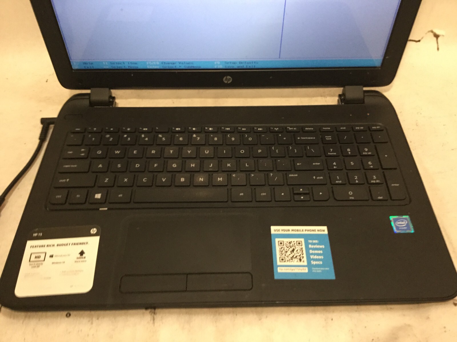 HP 15-f233wm 15.6” / Intel Celeron N3050 @ 1.60GHz / (MISSING PARTS!) -MR