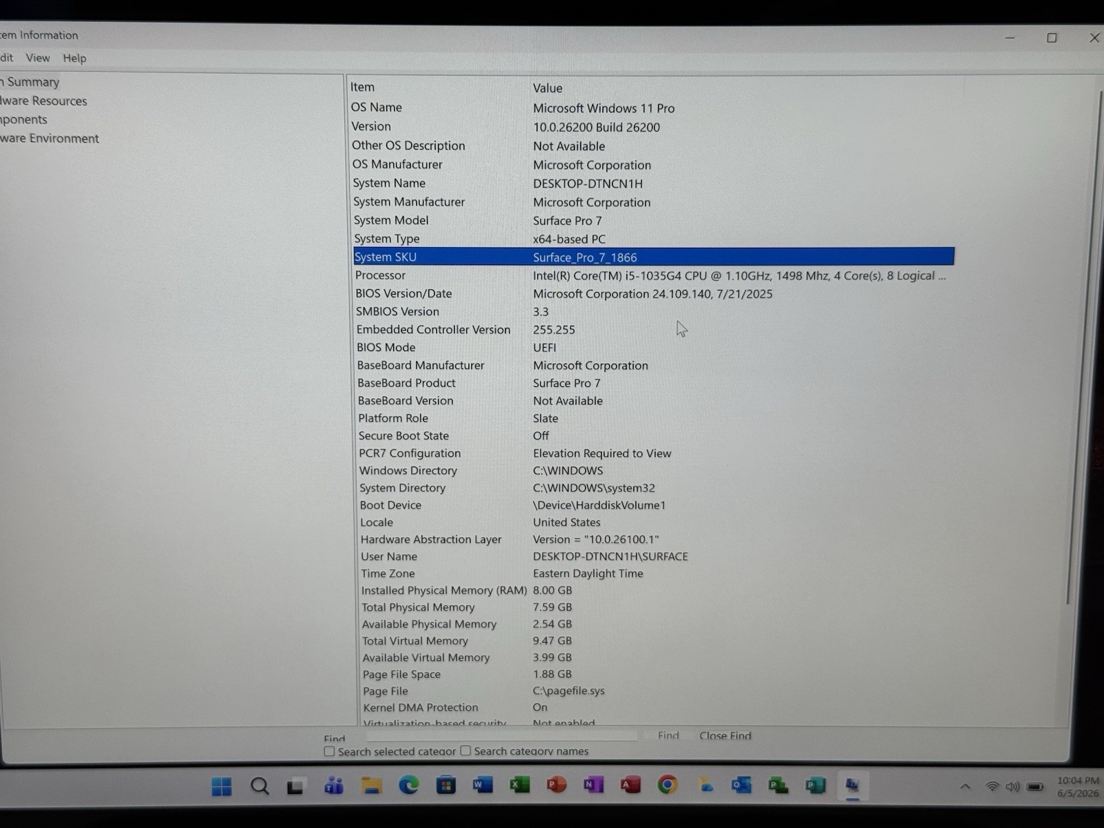 Microsoft Surface Pro 7 1866 12.3″ i5-1035G4 1.1GHz 8GB RAM 256GB SSD