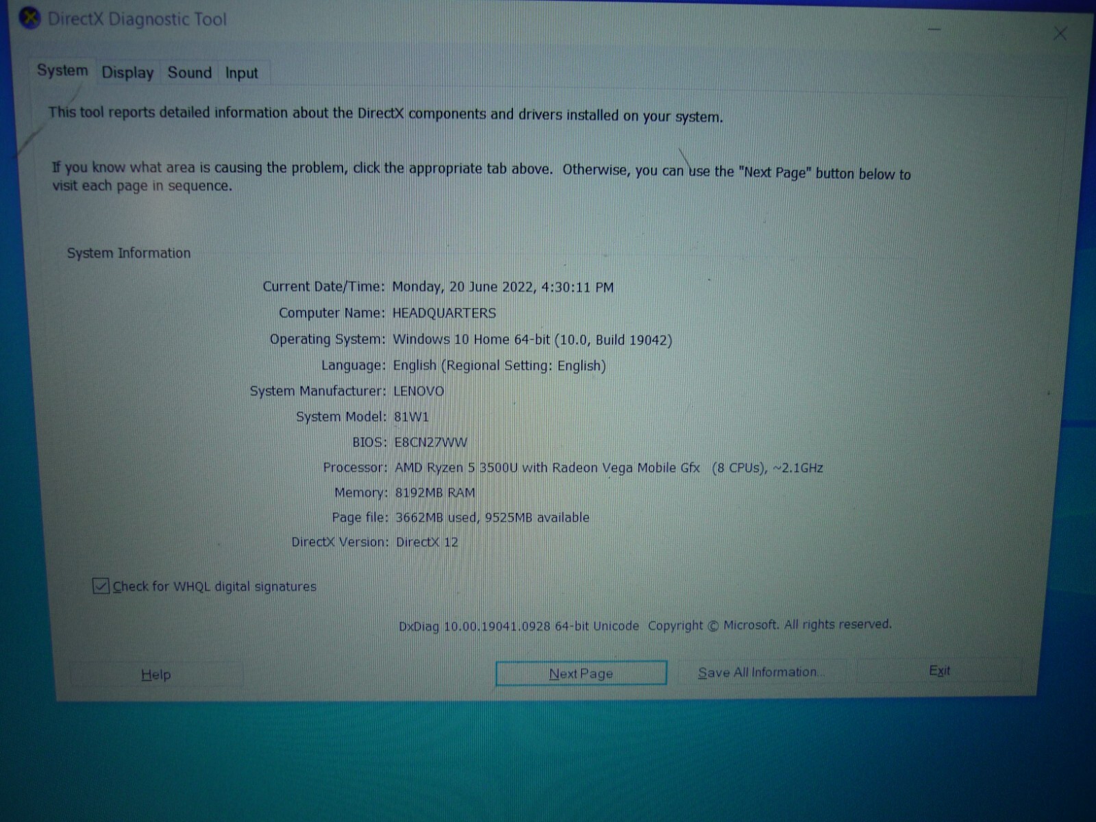 LENOVO IDEAPAD 3 15ADA05 (81W1) 15.6” AMD RAYZEN 5 / 8GB / 256GB SSD / WIN 10