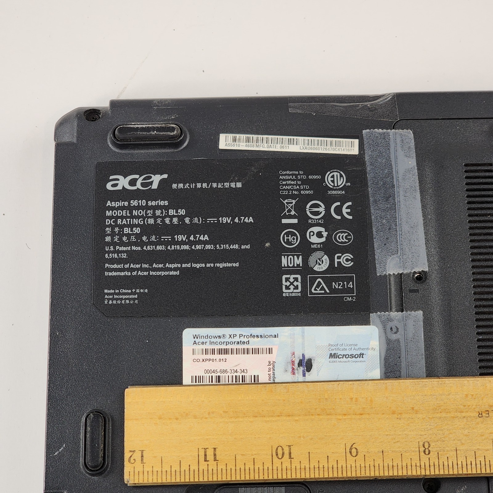 Acer Aspire 5610-4688 Laptop FOR PARTS ONLY 1.6GHz 1.5GB RAM 120GB HDD Win XP