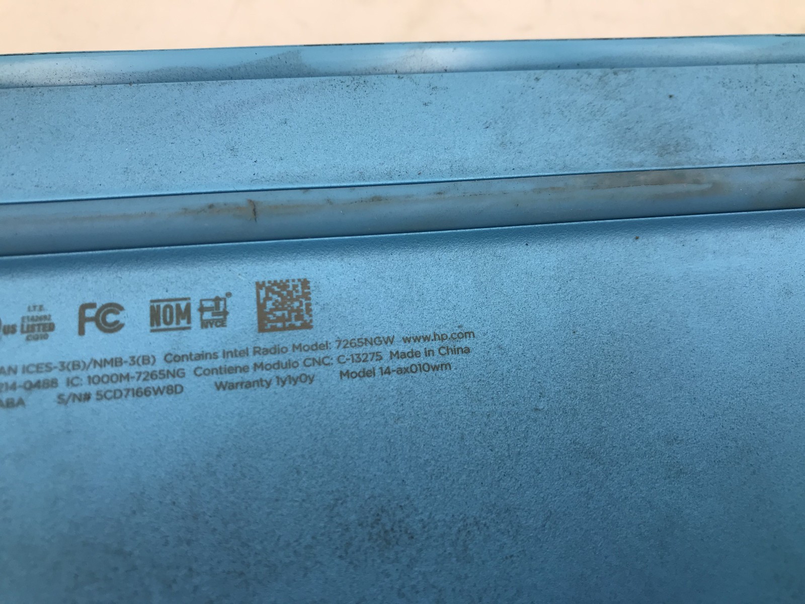 HP STREAM 14 AX010WM -FOR PARTS/RERPAIR- INTEL CELERON N3060 – 4GB RAM -READ- BB