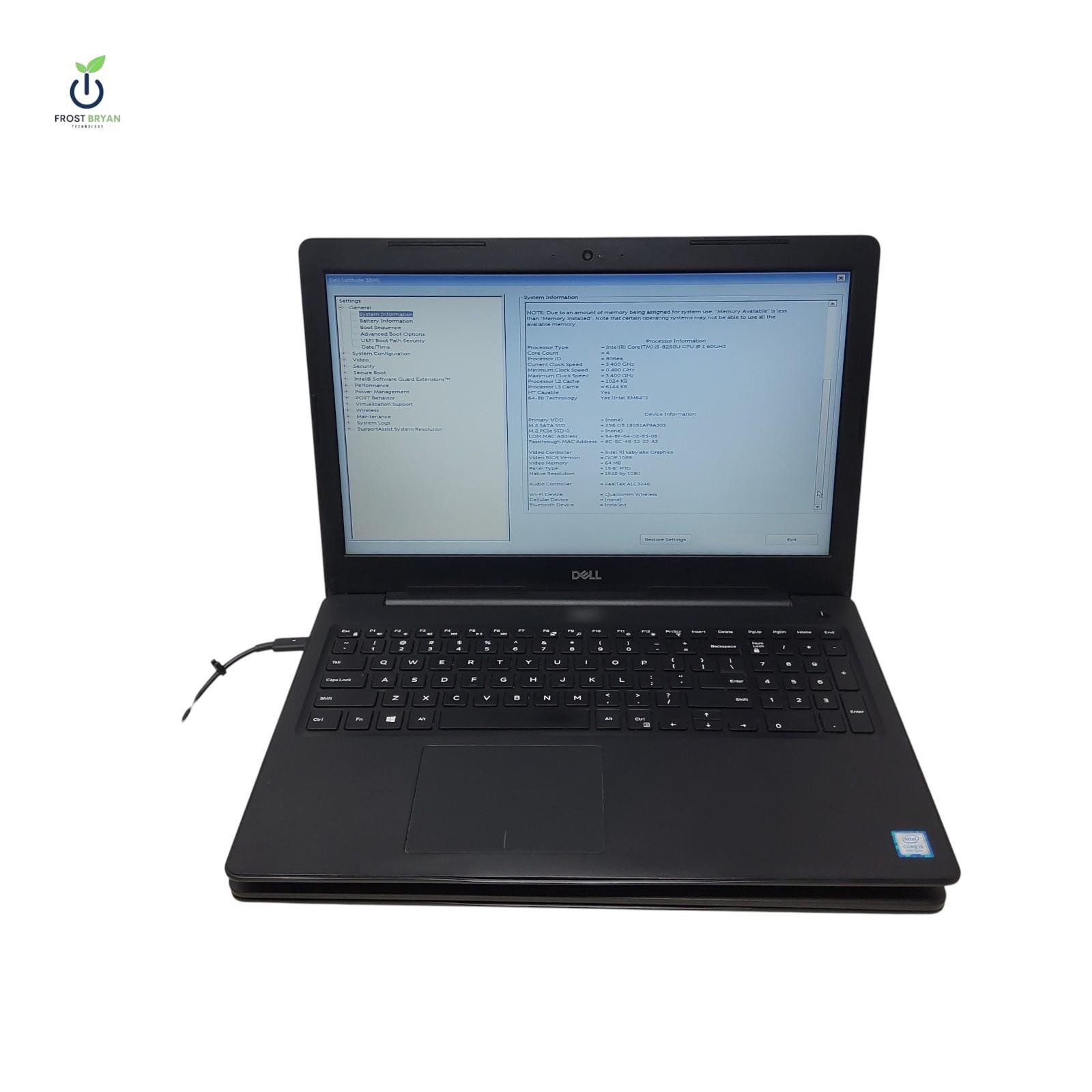 DELL LATITUDE 3590 Laptop i5-8250U@1.60GHz 8GB 256GB No OS Grade C [READ]
